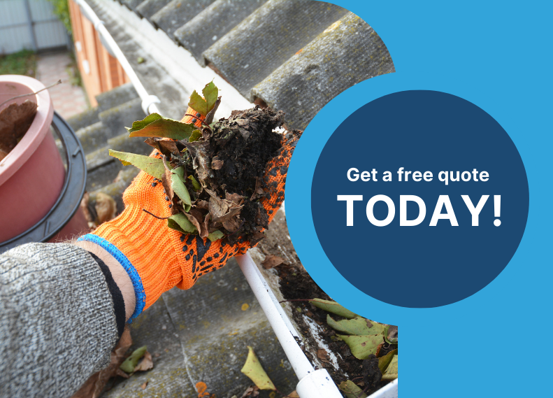 Cleaning gutters, "Get a Free Quote Today!"