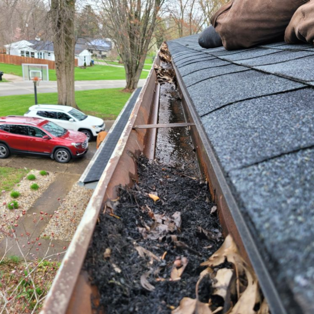 Clogged gutters in Noblesville, Indiana