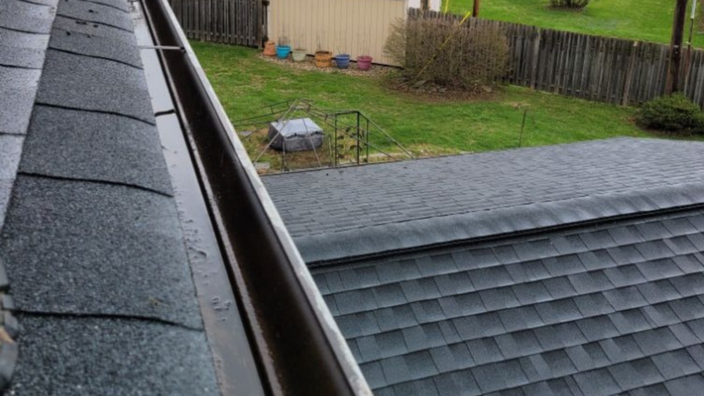 Gutters filled with rainwater