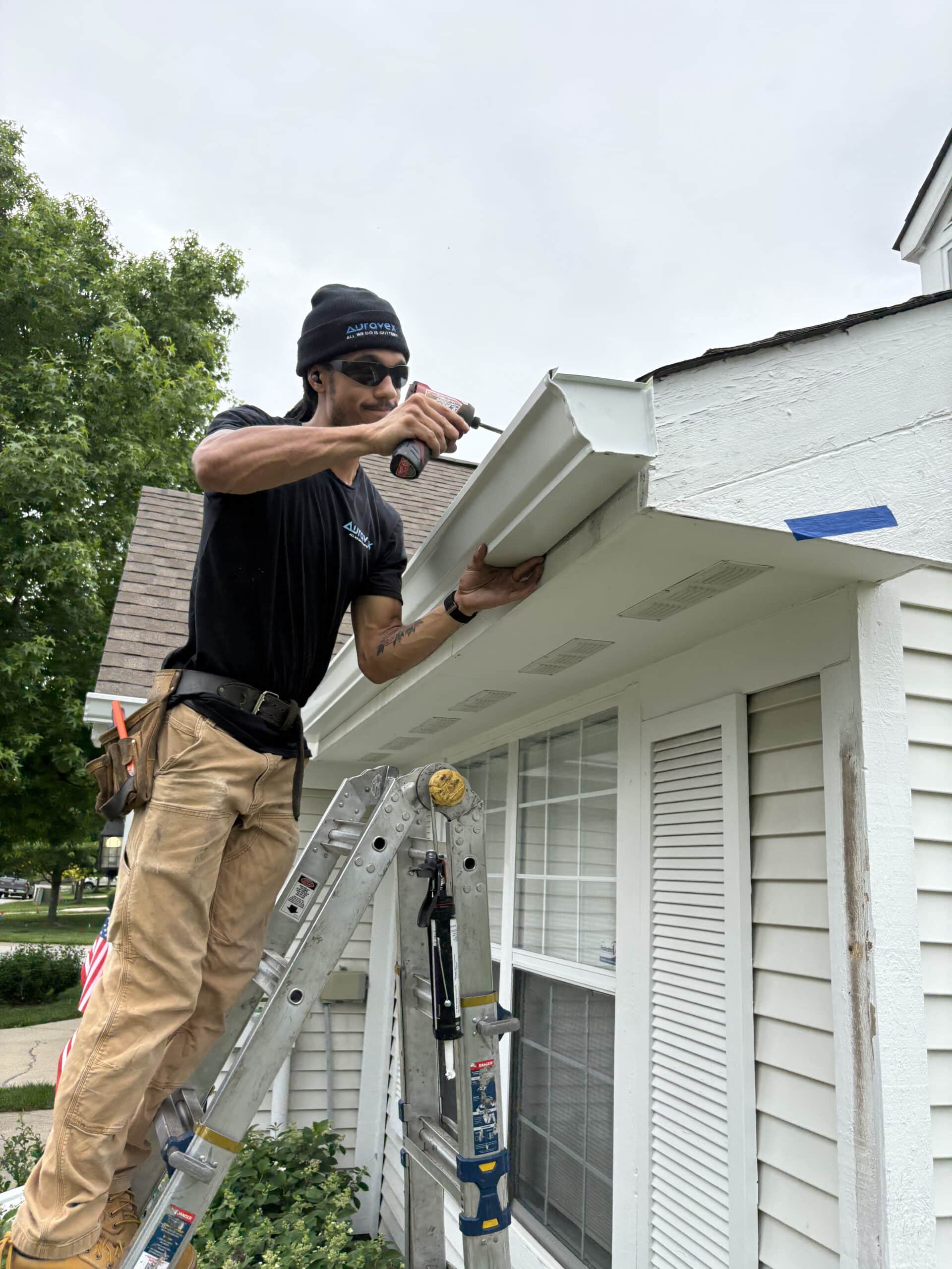 Gutter-Repair-Servicing Gutter Repair In Progress